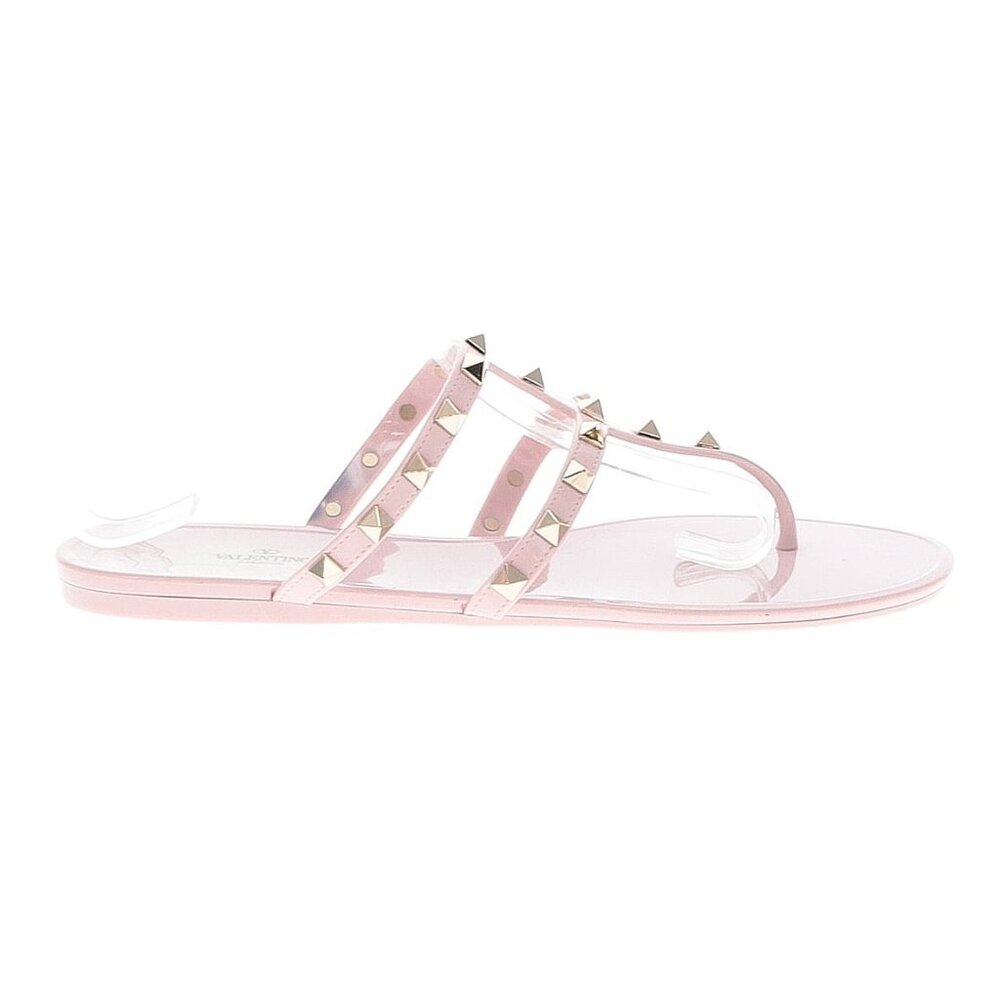 VALENTINO GARAVANI Rockstud Jelly Studded Caged Thong Sandals Pink Size 39